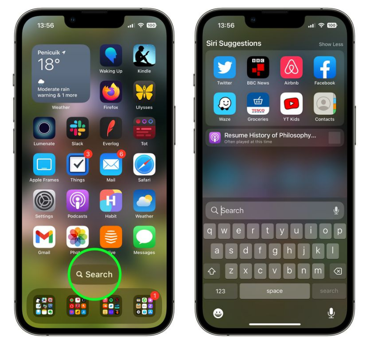 依安苹果手机维修分享升级到 iOS 16 后，如何删除主屏幕上的搜索按钮 